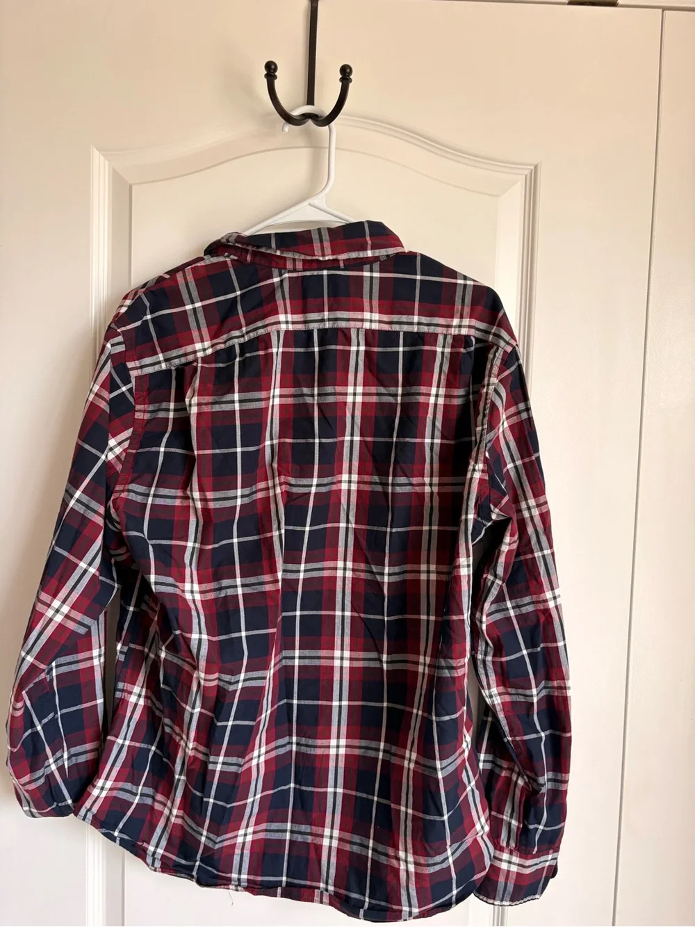 J. Crew Men’s Navy, Red & White Plaid Button-Down Shirt